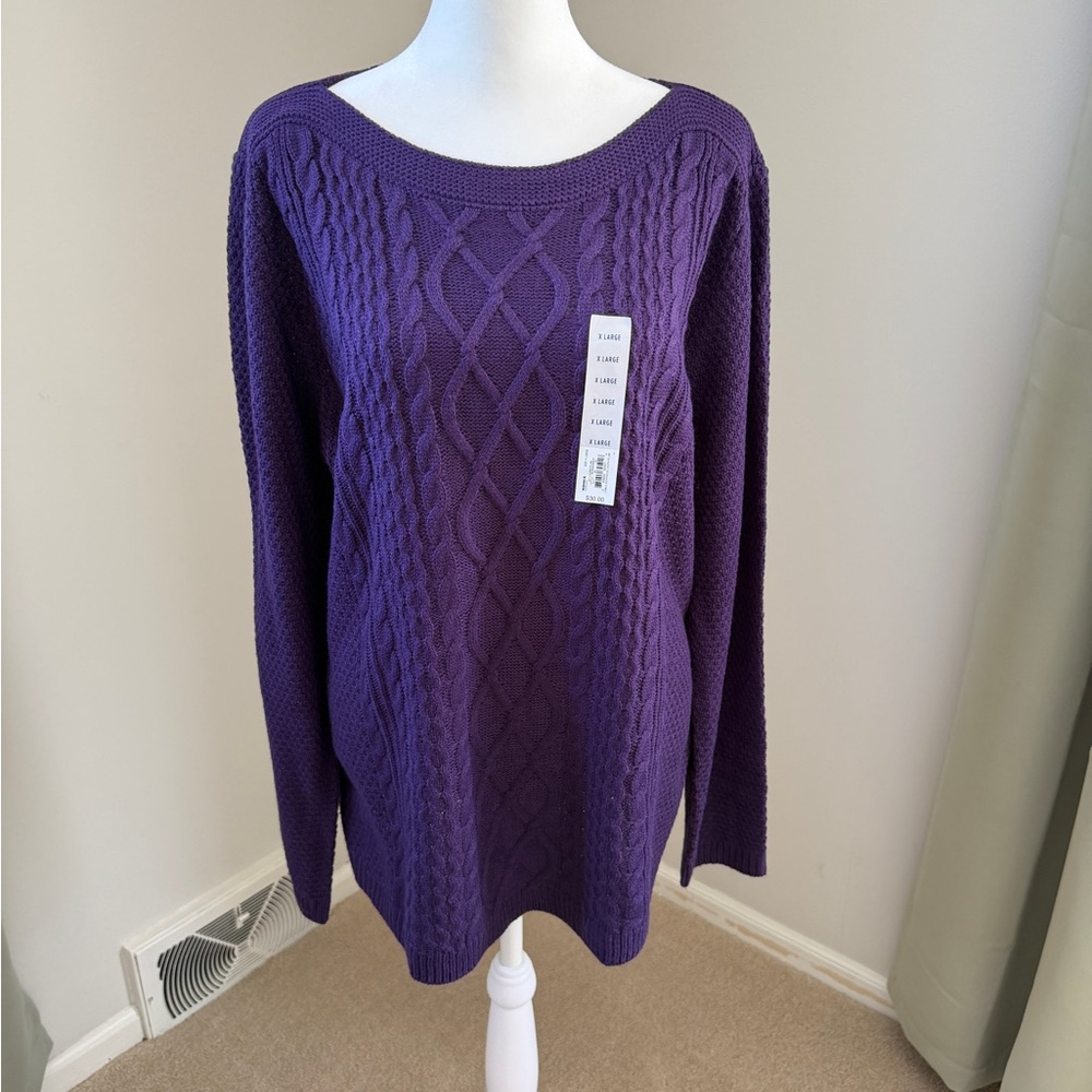 NWT Purple Cable Knit Women's Sweater